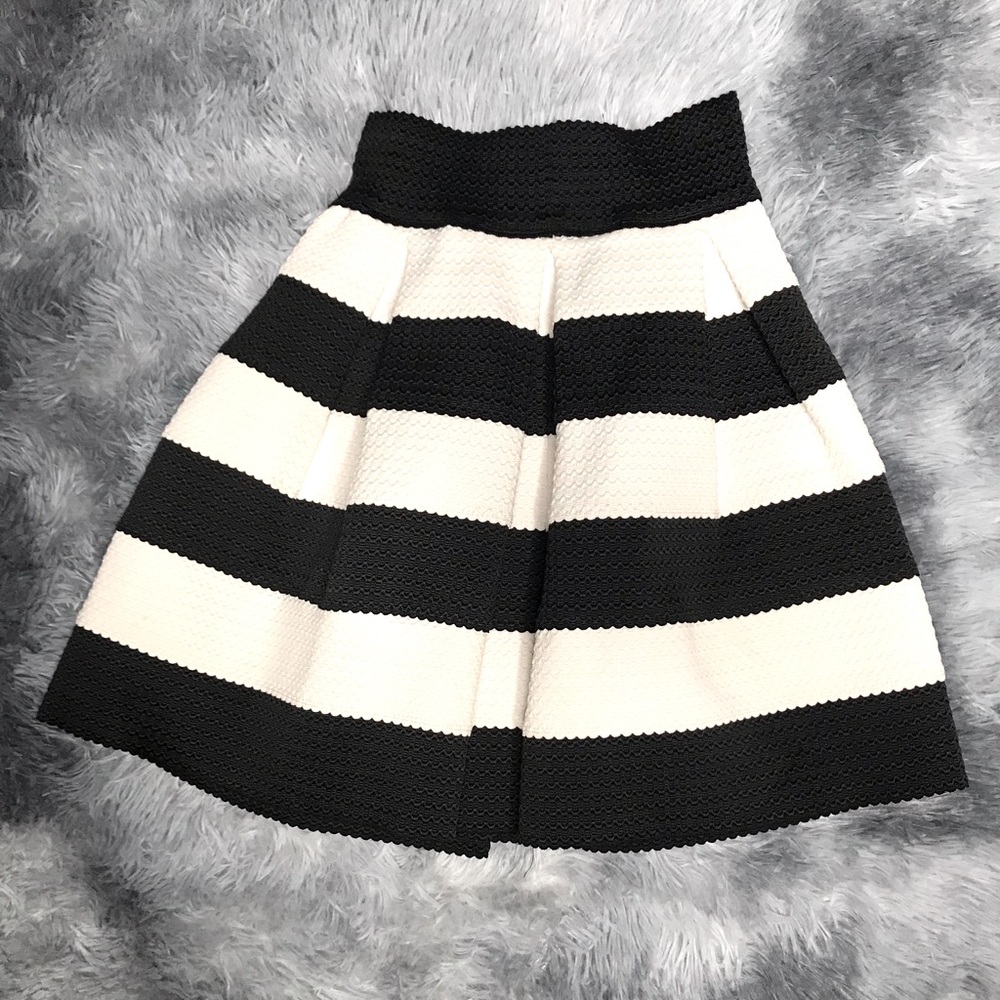 Stripe Pleated Skirt
